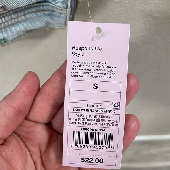 NWT 90’s Style Jean Bustier Crop Top w/ Pink Floral Design - Picture 11 of 12